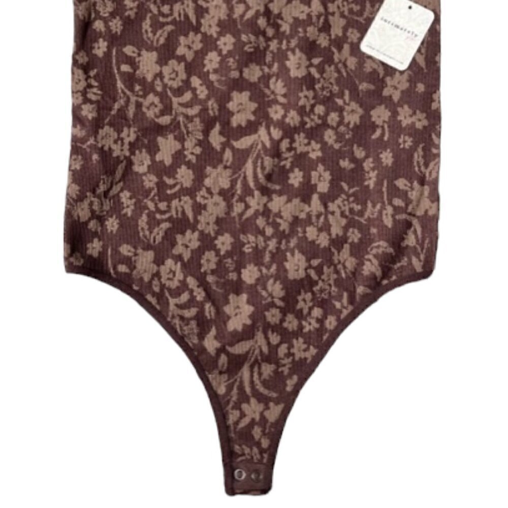 Free People NWT Printed Clean Lines Stretch Chocolate Bodysuit Combo Size XS/S - Picture 7 of 15